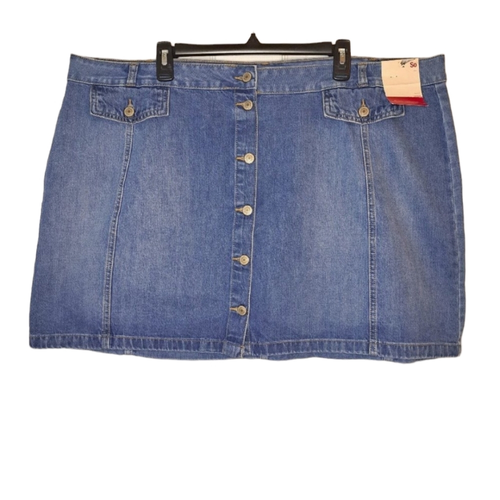 NEW SO Button Fly Denim Jean Skirt Plus Size 3XL
